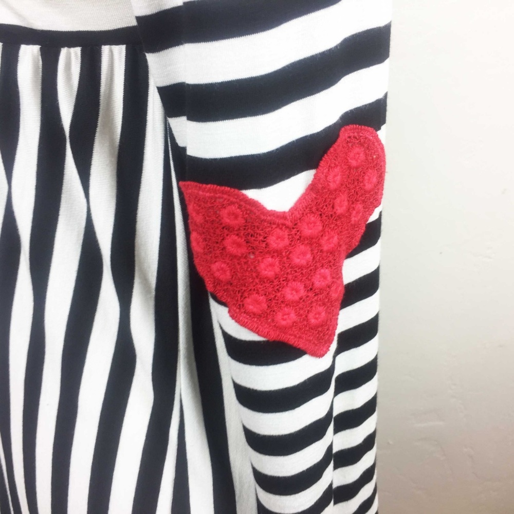 Babydoll Striped LS Tunic Top Red Heart Elbows S - Picture 6 of 8